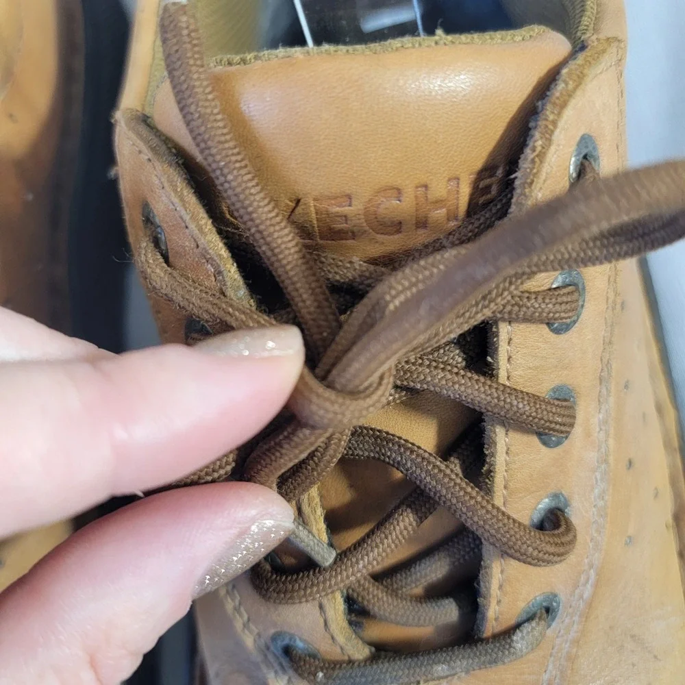 VTG Skechers Y2K Comfort Construction 4037 Tan Leather Casual Oxford Shoes 9.5